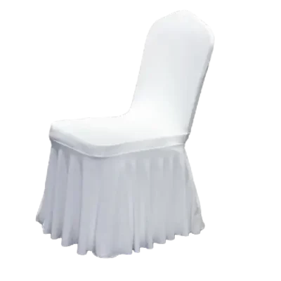 COUVRE-CHAISE BANQUET AJUSTÉ AVEC JUPE PLISSÉE - BLANC