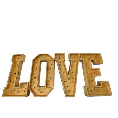 MARQUEE ‘’LOVE’’ LUMINEUX NATUREL RUSTIQUE MOYEN - 34"