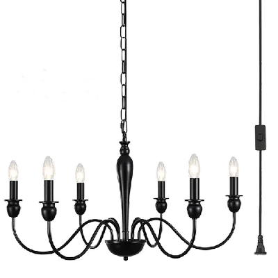 LUSTRE À SUSPENDRE 6 BRANCHES NOIR - ÉLECTRIQUE