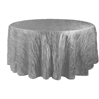 NAPPE RONDE TAFFETAS FROISSÉ 120’’ – ARGENT