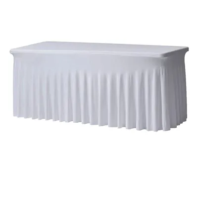 NAPPE SPANDEX AVEC JUPE PLISSÉE RECTANGULAIRE 30’’X72’’ – BLANCHE