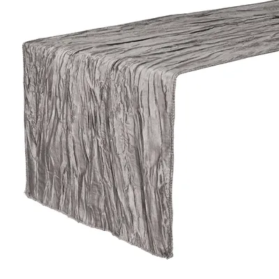CHEMIN DE TABLE EN TAFFETAS FROISSÉ – ARGENT