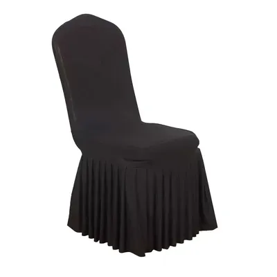 COUVRE-CHAISE BANQUET AJUSTÉ AVEC JUPE PLISSÉE – NOIR