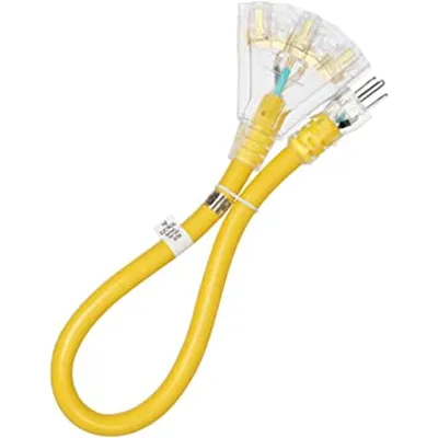 RALLONGE COURTE MULTIPRISE À 3 PRISES – JAUNE