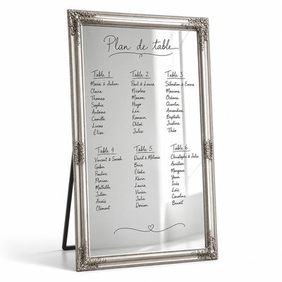 MIROIR STYLE BAROQUE GRIS AUTOPORTANT